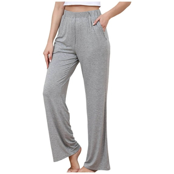 XFLWAM Women's Wide Leg Lounge Pants Elastic High Waisted Yoga Pants Pajamas Bottoms Dance Sweatpants with Pockets