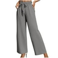 thumbnail image 1 of XFLWAM Women's Wide Leg Lounge Pants Smocked Elastic High Waist Casual Pants Lightweight Tie Knot Loose Flowy Trousers with Pockets, 1 of 7