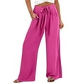 thumbnail image 1 of XFLWAM Women's Wide Leg Palazzo Pants Summer Belted High Waist Flowy Pants Casual Loose Business Trousers Beach Travel Vacation Clothes, 1 of 6