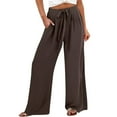 thumbnail image 1 of XFLWAM Women's Wide Leg Palazzo Pants Summer Belted High Waist Flowy Pants Casual Loose Business Trousers Beach Travel Vacation Clothes, 1 of 6