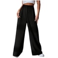 thumbnail image 1 of XFLWAM Women's Wide Leg Pants High Waisted Slacks Work Pants Casual Palazzo Pants Business Dress Suit Trousers with Pockets Black XL, 1 of 8