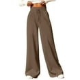 thumbnail image 1 of XFLWAM Women's Wide Leg Sweatpants Casual Drawstring High Waisted Joggers Baggy Comfy Straight Leg Lounge Pants with Pockets Brown XL, 1 of 6