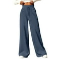 thumbnail image 1 of XFLWAM Women's Wide Leg Sweatpants Casual Drawstring High Waisted Joggers Baggy Comfy Straight Leg Lounge Pants with Pockets Navy Blue M, 1 of 6