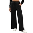 thumbnail image 1 of XFLWAM Women's Wide Leg Sweatpants Drawstring Elastic High Waisted Baggy Pants Athletic Workout Trousers, 1 of 6