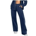 thumbnail image 1 of XFLWAM Women's Wide Leg Sweatpants Elastic High Wasited Athletic Pants Workout Straight Leg Jogger Sweat Pants with Pockets Navy Blue S, 1 of 6