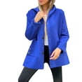 thumbnail image 1 of XFLWAM Women's Wool Blend Overcoat Long Sleeve Single Breasted Trench Coat Fall Winter Hooded Jacket Outwear with Pockets Blue XXL, 1 of 8