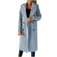 thumbnail image 1 of XFLWAM Women's Wool Coats Long Belted Slim Trench Coats Classic Lapel Collar Open Front Long Jackets Fashion Outerwears Sky Blue XXL, 1 of 7