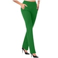 thumbnail image 1 of XFLWAM Women's Yoga Dress Pants Stretchy Work Slacks Business Casual Straight Leg/Bootcut Pull on Trousers with Pockets Green XL, 1 of 6