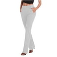 thumbnail image 1 of XFLWAM Women's Yoga Dress Pants Stretchy Work Slacks Business Casual Straight Leg/Bootcut Pull on Trousers with Pockets White L, 1 of 5