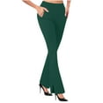 thumbnail image 1 of XFLWAM Women's Yoga Dress Pants Stretchy Work Slacks Business Casual Straight Leg Side Slit Trousers Green XL, 1 of 6