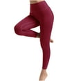 thumbnail image 1 of XFLWAM Women's Yoga Pants with Pockets High Waist Trousers Tummy Control Workout Running Athletic Exercise Yoga Leggings Wine Red M, 1 of 3