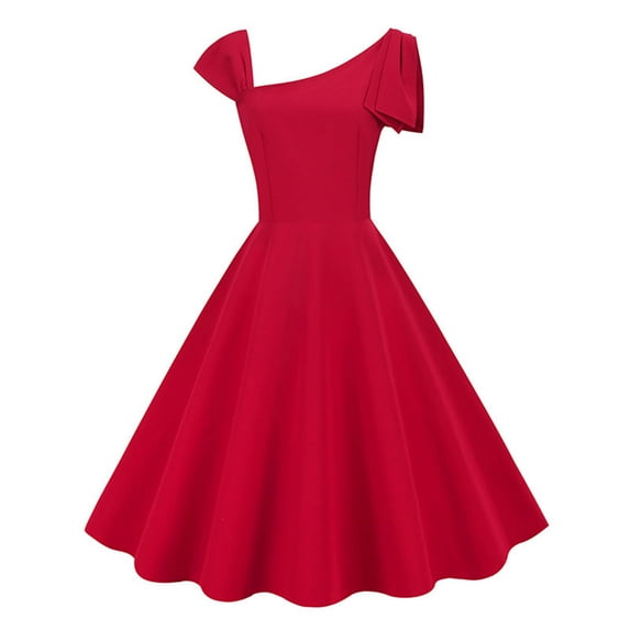 XFLWAM Womens 50s 60s Vintage Cocktail Swing Dress 1950s Wedding Semi Formal Party Rockabilly Evening Prom Dress