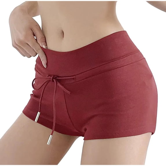 XFLWAM Womens Athletic Gym Shorts Comfy Sweat Shorts for Workout Drawstring Elastic Waist Casual Lounge Boxer Briefs For Ladies with Pockets