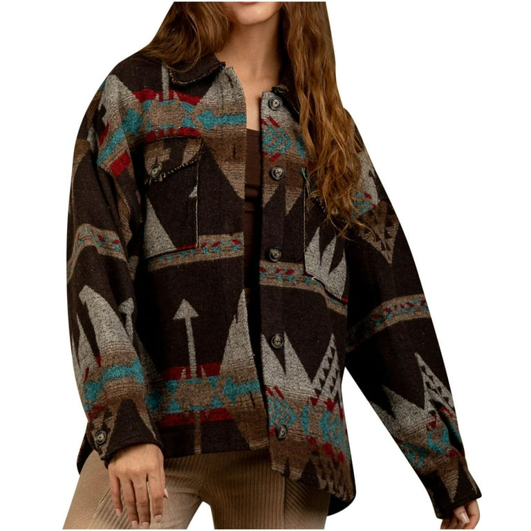 Womens aztec wool shop coat