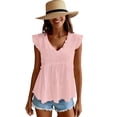 thumbnail image 1 of XFLWAM Womens Babydoll Tank Tops V Neck Ruffle Sleeve Pleated Peplum Shirts Summer Casual Boho Flowy Tank Tops, 1 of 5