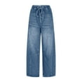 thumbnail image 1 of XFLWAM Womens Barrel Jeans High Waisted Wide Leg Drawstring Denim Pants Y2K Baggy Loose Fit Trousers Jeans with Pockets, 1 of 9