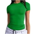 thumbnail image 1 of XFLWAM Womens Basic T Shirts Summer Tops Short Sleeve Crop Tops Slim Fit Gym Workout Y2k Clothes, 1 of 7