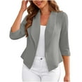 thumbnail image 1 of XFLWAM Womens Blazer Three Quarter Sleeve Open Front Lightweight Cardigan Jacket Business Casual Office Blazers Gray M, 1 of 9