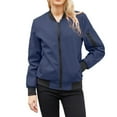 thumbnail image 1 of XFLWAM Womens Bomber Jacket Fall Casual Jackets Lightweight Zip Up Jacket Coat Windbreaker Outwear with Pockets Dark Blue XXL, 1 of 9