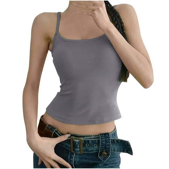 XFLWAM Womens Camisole Tank Tops Adjustable Spaghetti Strap Undershirt Basics Cute Crop Tops for Women Summer Clothes