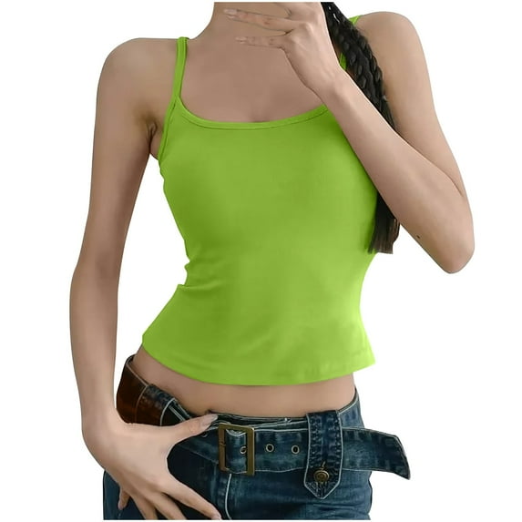 XFLWAM Womens Camisole Tank Tops Adjustable Spaghetti Strap Undershirt Basics Cute Crop Tops for Women Summer Clothes