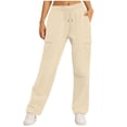 thumbnail image 1 of XFLWAM Womens Cargo Sweatpants Baggy Drawstring Elastic High Waisted Wide Leg Sweat Pants Athletic Workout Pants with Pockets, 1 of 7