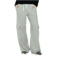 thumbnail image 1 of XFLWAM Womens Cargo Sweatpants Drawstring Elastic High Waisted Wide Leg Pants Casual Loose Baggy Pants Athletic Joggers Lounge Sweat Pants Gray XL, 1 of 8