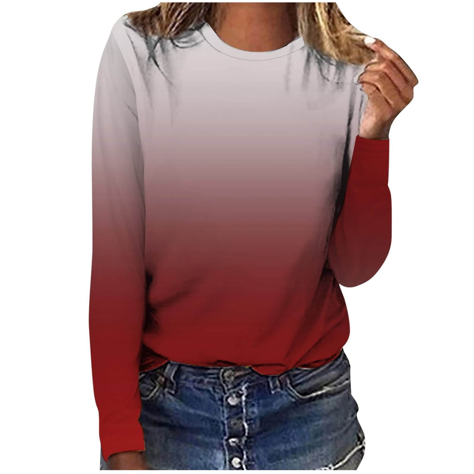 XFLWAM Womens Casual Long Sleeve Sweatshirt Crew Neck Cute Pullover