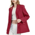 thumbnail image 1 of XFLWAM Womens Casual Oversized Blazer Button Down Long Sleeve Lapel Work Office Blazer Jackets with Pockets Wine Red S, 1 of 1