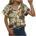thumbnail image 1 of XFLWAM Womens Casual Short Sleeve Button Down Shirts Summer Cotton Solid Color Top Blouses with Pockets Khaki XXL, 1 of 6