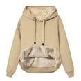 thumbnail image 1 of XFLWAM Womens Casual Winter Warm Fleece Lined Pullover Hooded Sweatshirt Khaki XL, 1 of 5