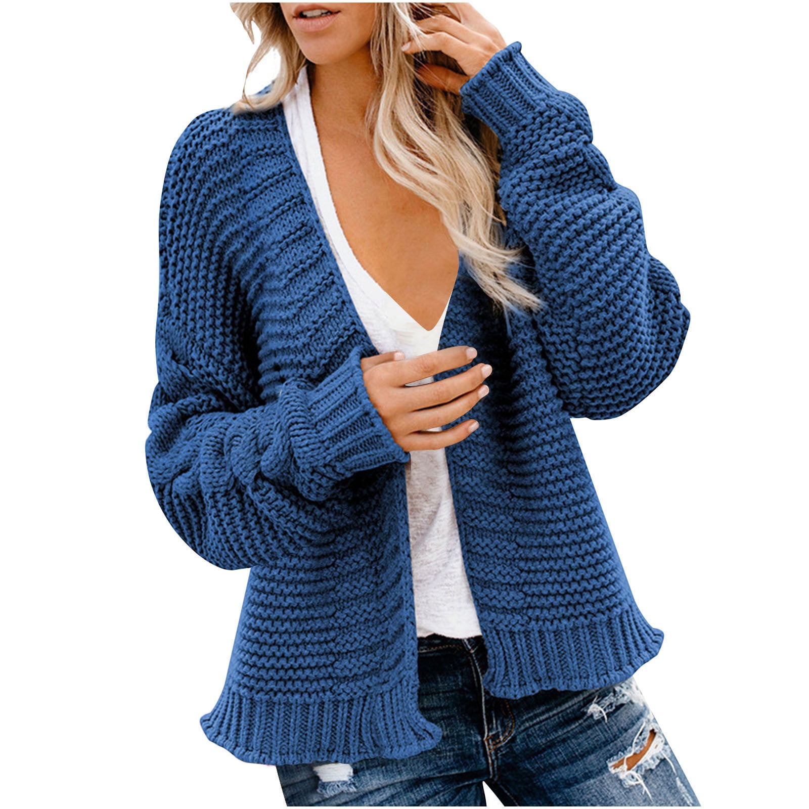 XFLWAM Womens Chunky Cardigan Cable Knit Sweater Oversized