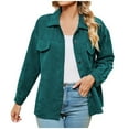 thumbnail image 1 of XFLWAM Womens Corduroy Shirts Jacket Casual Snap Button Oversized Long Sleeve Plain Shackets Coats, 1 of 9