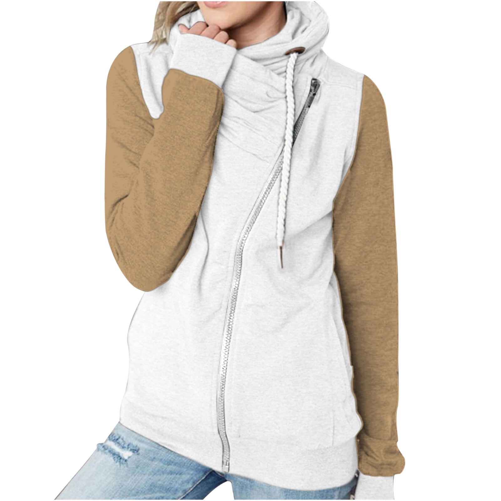 White cowl online neck hoodie