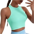 thumbnail image 1 of XFLWAM Womens Crew Neck Crop Tops Basic Sleeveless Tank Top Solid Rib-Knit Cami Yoga Crop Tanks Army Green S, 1 of 7