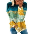 thumbnail image 1 of XFLWAM Womens Crewneck Color Block Sweatshirts Long Sleeve Pullover Shirts 2022 Cozy Fall Top Yellow S, 1 of 5