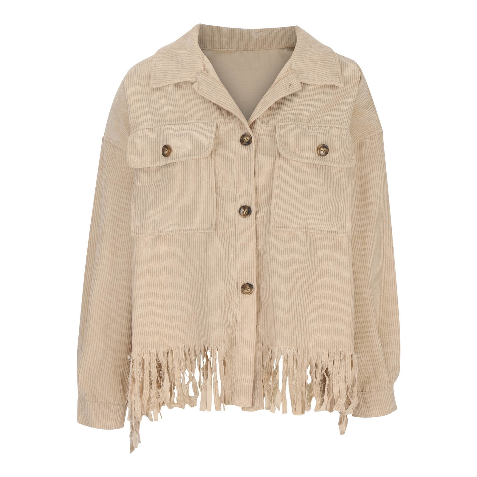 XFLWAM Womens Cropped Corduroy Jacket Casual Button Down Shacket Coat ...