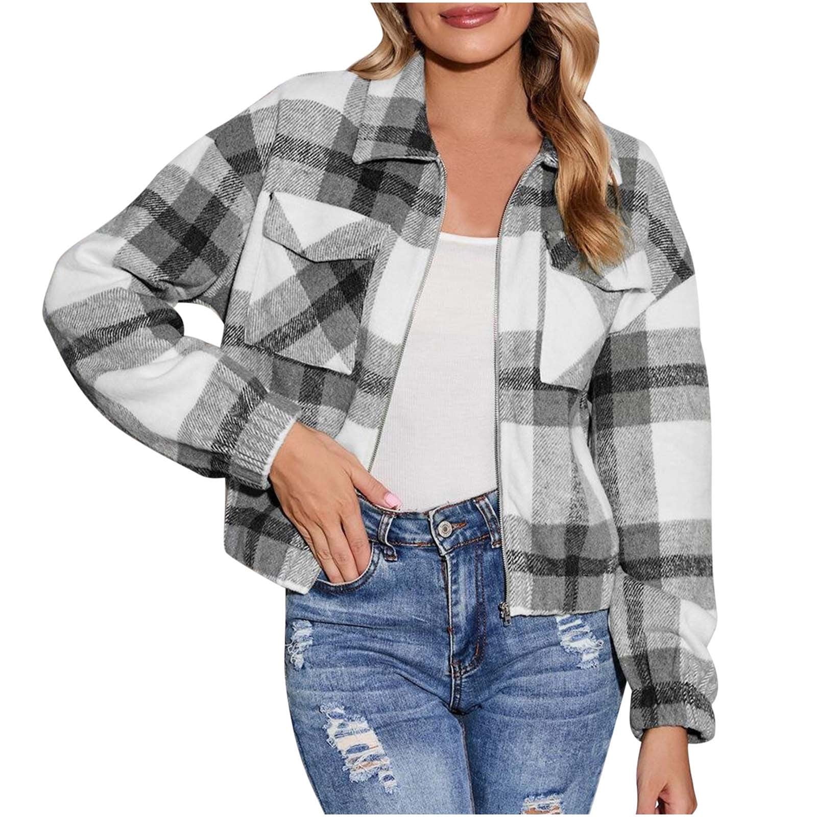 ジャケット・アウター 00's PPFM Detachable Plaid Jacket Women's 2023 Plaid Shacket Jacket 2022 European And American