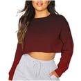 thumbnail image 1 of XFLWAM Womens Cropped Sweatshirts Crew Neck Long Sleeve Pullover Tops Casual Loose Fit Workout Shirts Fall Clothes, 1 of 5
