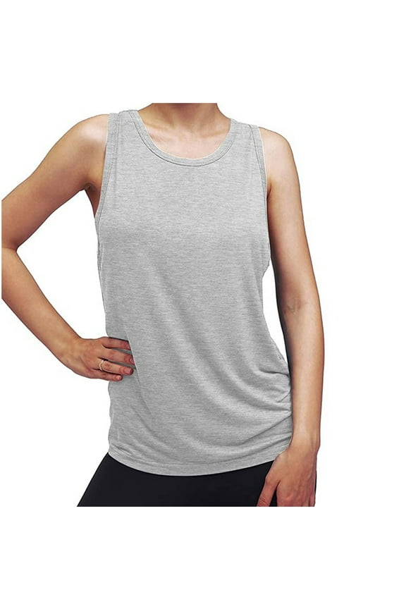 Womens Cross Backless Workout Tops for Women Racerback Tank Tops Open Back Running Tank Tops Muscle Tank Yoga Shirts Gray M
