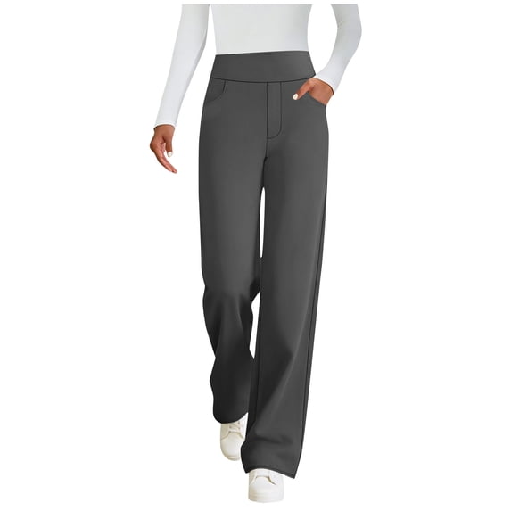 XFLWAM Womens Dress Work Pants Straight Leg Business Casual Slacks Stretchy High Waist Comfy Trousers with Pockets