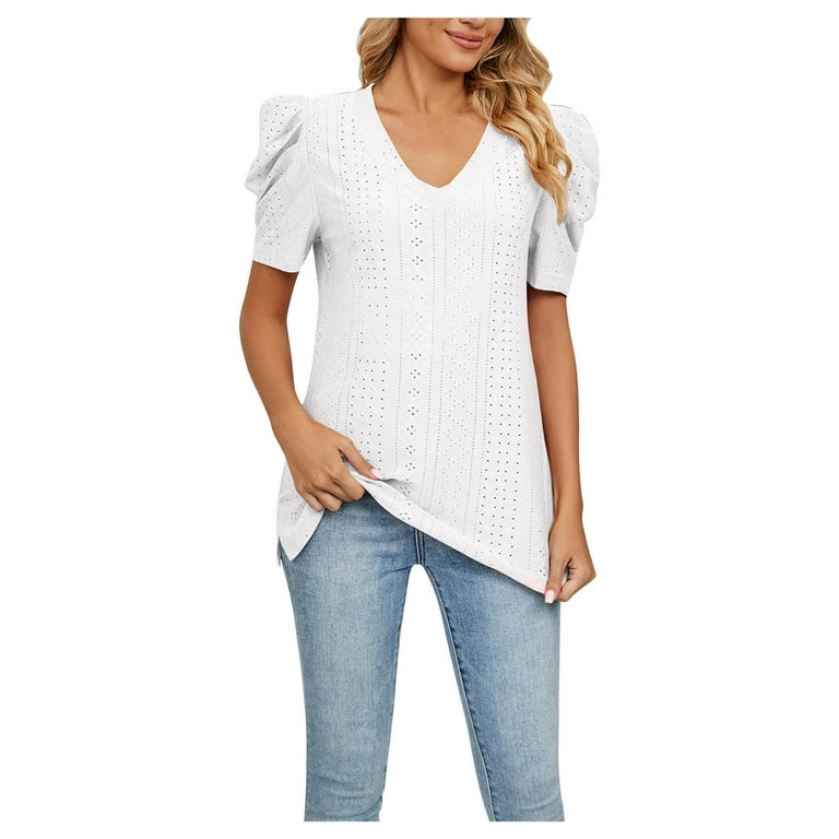 https://i5.walmartimages.com/seo/XFLWAM-Womens-Dressy-Casual-Tops-Business-Casual-Short-Puff-Sleeve-Work-Blouses-Fashion-2023-Summer-Hollow-Out-T-Shirts-White-XL_b72be168-8f16-4aaf-97c7-deb02c031147.979fa15a4a3b1f53fb98d8890fa88d3f.jpeg?odnHeight=768&odnWidth=768&odnBg=FFFFFF