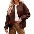 thumbnail image 1 of XFLWAM Womens Fall Winter Graphic Textured Coat Long Sleeve Lightweight Cardigan Open Front Full Zip Up Jacket with Pockets Brown XL, 1 of 5