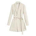 thumbnail image 1 of XFLWAM Womens Fashion Belted Blazer Jackets Open Front Long Sleeve Work Office Bussiness Blazer Suit with Pocket White M, 1 of 6