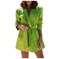 thumbnail image 1 of XFLWAM Womens Fashion Belted Blazer Open Front Long Sleeve Office Blazer Bussiness Casual Jackets Work Suit with Pocket Green S, 1 of 7