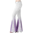 thumbnail image 1 of XFLWAM Womens Floral Lace Flare Jeans High Waisted Stretch Bell Bottom Jeans Boho Bootcut Jean Denim Palazzo Pants Light Purple S, 1 of 7