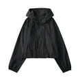 thumbnail image 1 of XFLWAM Womens Hooded Windbreaker Jacket Casual Full Zip Cropped Coat Solid Color Workout Running Hoodie with Pockets, 1 of 1