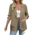 thumbnail image 1 of XFLWAM Womens Linen Blazer Casual Long Sleeve One Button Jackets Fall Casual Lightweight Work Suit Jacket with Pockets Coffee M, 1 of 9