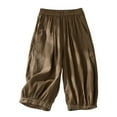 thumbnail image 1 of XFLWAM Womens Linen Cotton Shorts Summer Casual Short Pants Capris High Elastic Waist Pants Loose Fit Trendy Beach Lounge Pants, 1 of 5