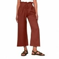 thumbnail image 1 of XFLWAM Womens Linen Pants Wide Leg Drawstring High Waist Palazzo Cropped Pants Casual Loose Beach Boho Trousers with Pockets Wine Red XL, 1 of 8
